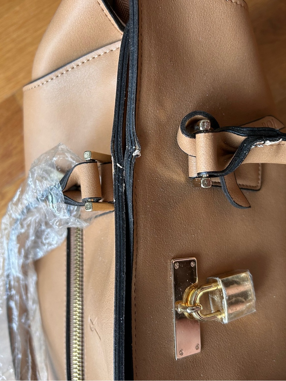 Angela Roi Classic Structured Satchel Bag - Tan - Picture 4 of 7